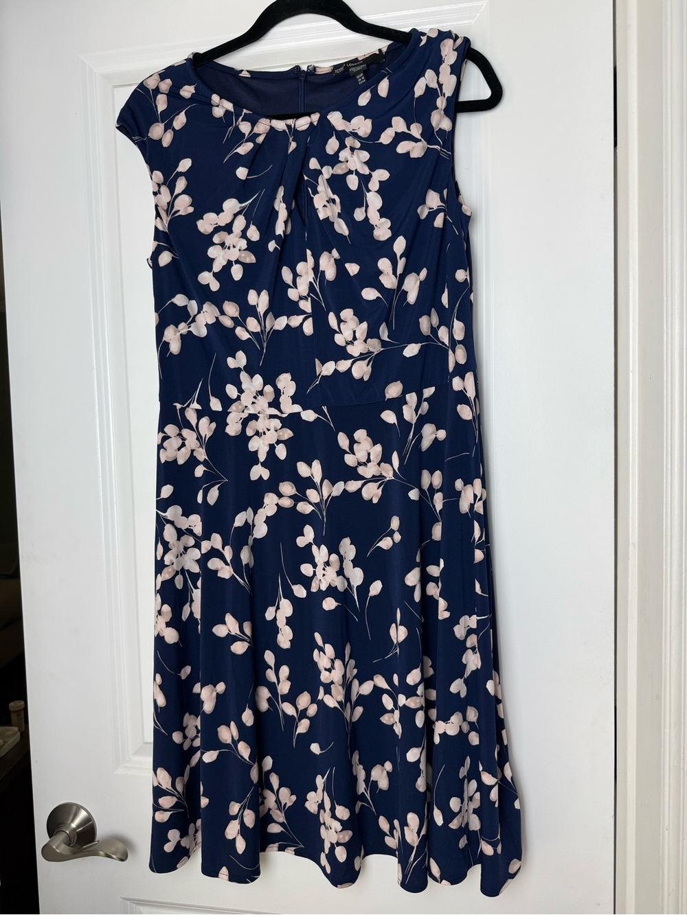 Maggy London Navy Midi Dress with Blush Floral